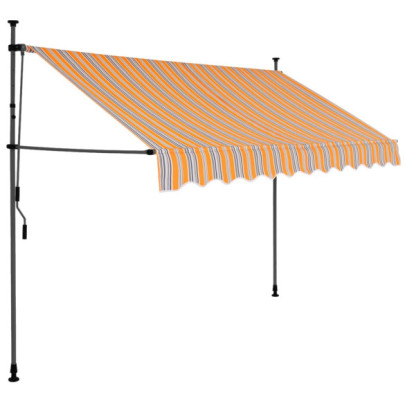 Copertină retractabilă manual cu LED - galben & albastru - 250 cm