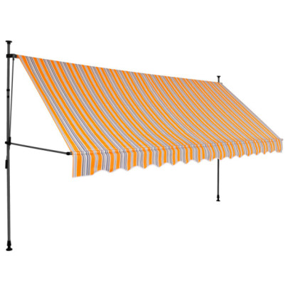 Copertină retractabilă manual cu LED - galben & albastru - 350 cm