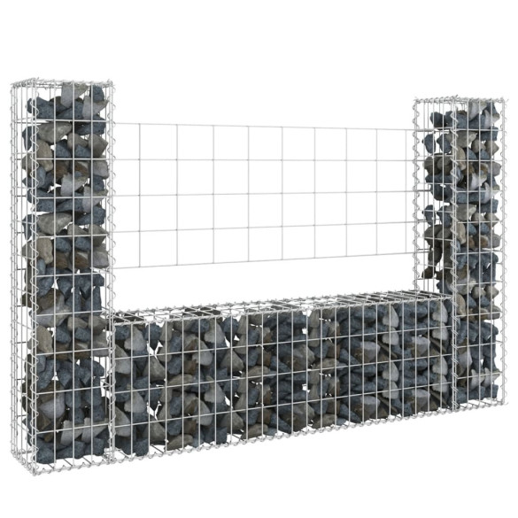 Coș de gabion în formă de U - 2 stâlpi - 140x20x100 cm - fier