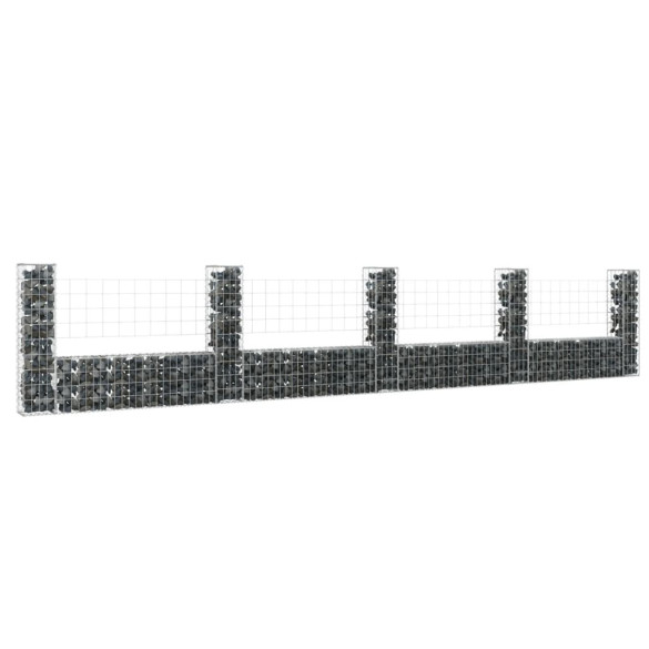 Coș de gabion în formă de U cu 5 stâlpi - 500x20x100 cm - fier