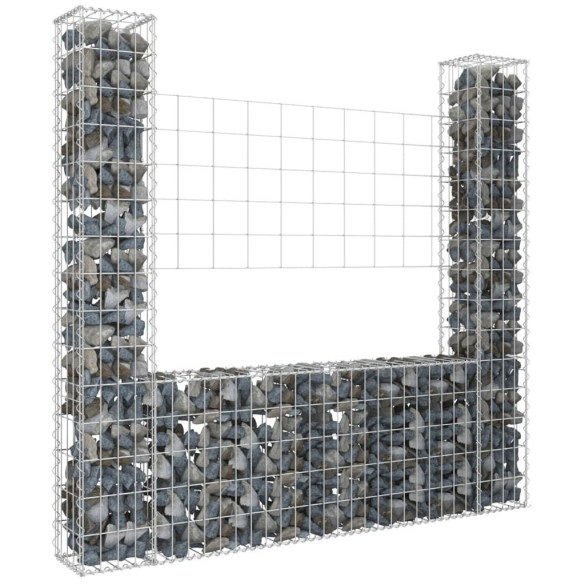 Coș gabion în formă de U - cu 2 stâlpi - 140x20x150 cm - fier