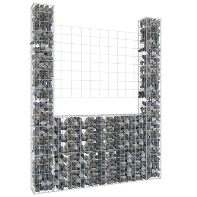 Coș de gabion în formă de U - 2 stâlpi - 140x20x200 cm - fier