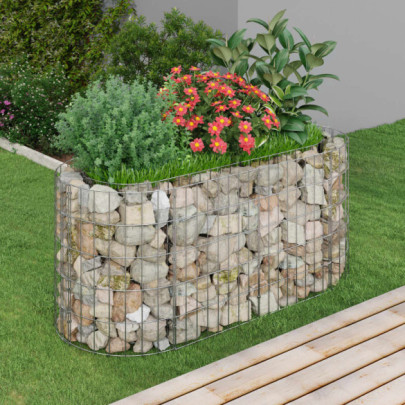 Strat înălțat gabion - 120x50x50 cm - fier galvanizat