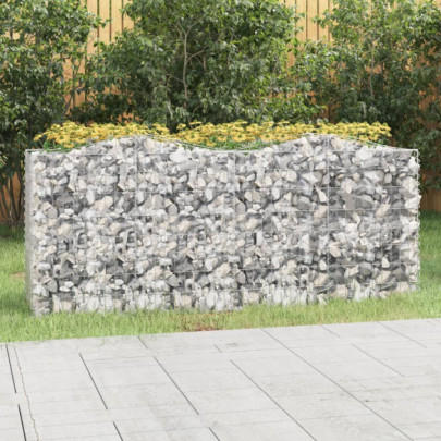 Strat înălțat cu gabion arcuit - 200x50x100 cm - fier galvanizat