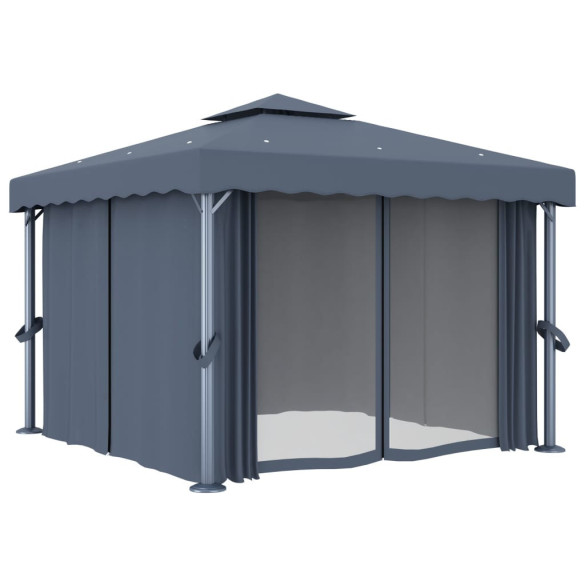 Pavilion cu perdea - antracit - 3 x 3 m - aluminiu