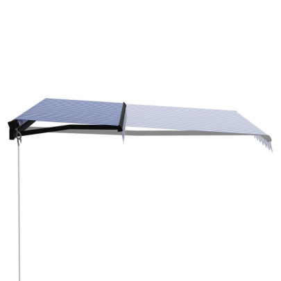 Copertină retractabilă manual - albastru și alb - 300 x 250 cm