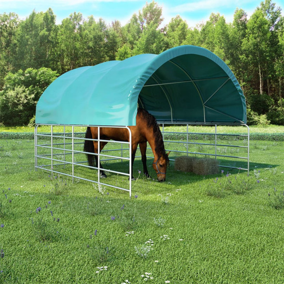 Cort pentru animale - verde - 3,7x3,7 m - PVC