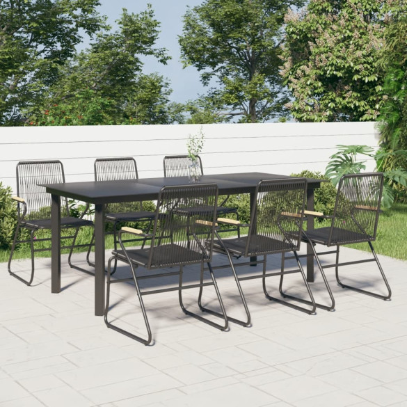 Set mobilier de grădină - 7 piese - negru - ratan PVC