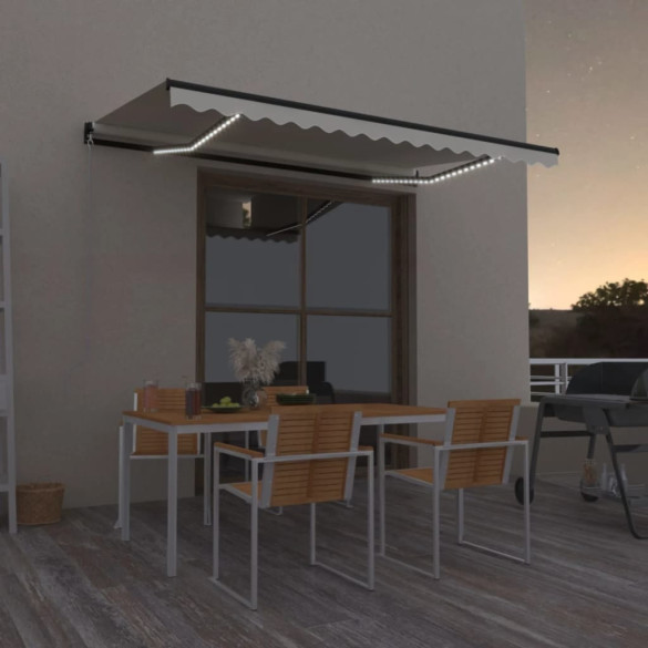 Copertină retractabilă manuală - cu LED - crem - 400x350 cm