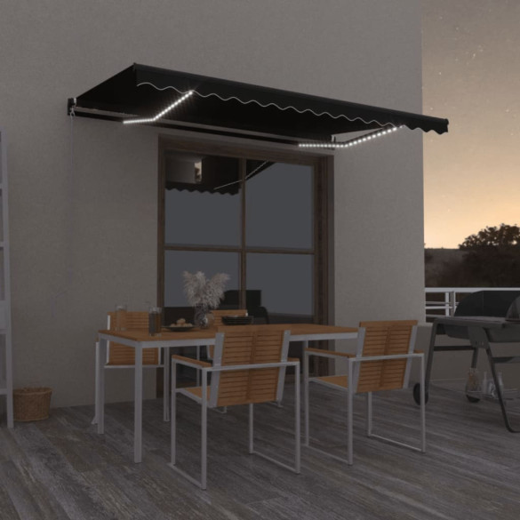 Copertină manuală retractabilă - cu LED - antracit - 450x350 cm