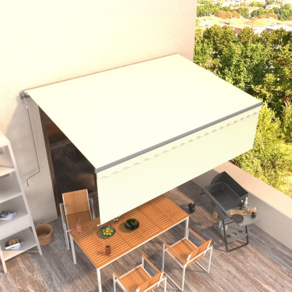 Copertină retractabilă automat cu stor - crem - 4,5x3 m