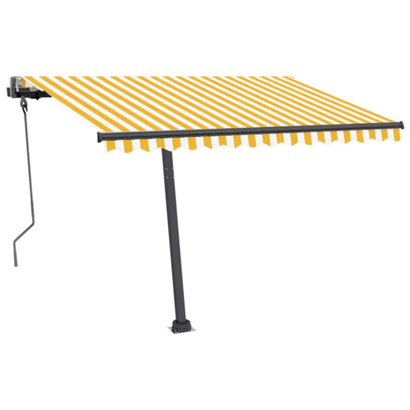 Copertină autonomă retractabilă automat galben&alb 300x250 cm