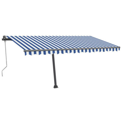 Copertină autonomă retractabilă automat albastru&alb 450x300 cm