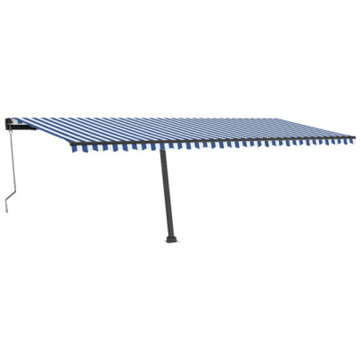 Copertină autonomă retractabilă automat albastru&alb 600x350 cm