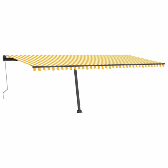 Copertină autonomă retractabilă automat galben & alb 600x350 cm