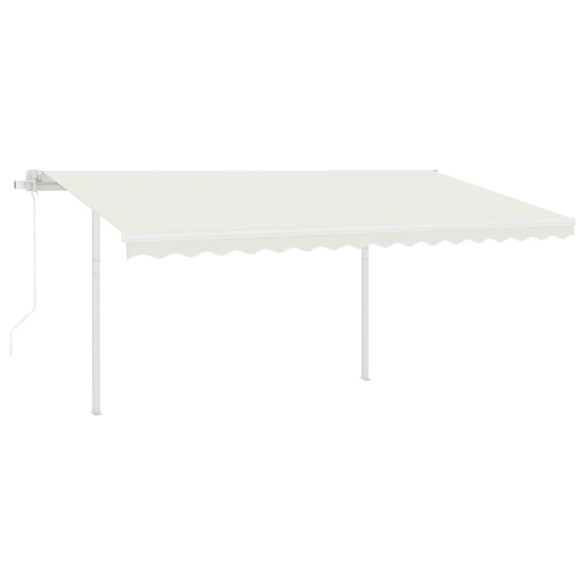 Copertină retractabilă automat - cu stâlpi - crem - 4,5x3 m