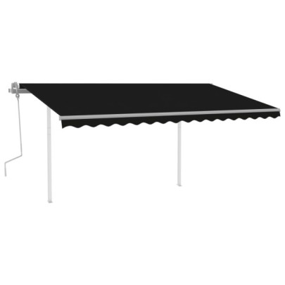 Copertină retractabilă manual - cu stâlpi - antracit - 4x3,5 m