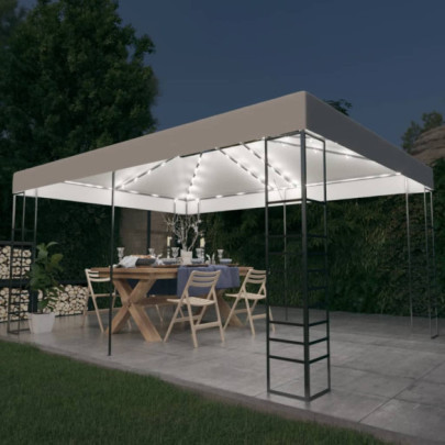 Pavilion cu șir de lumini LED - alb - 4x3x2,7 m