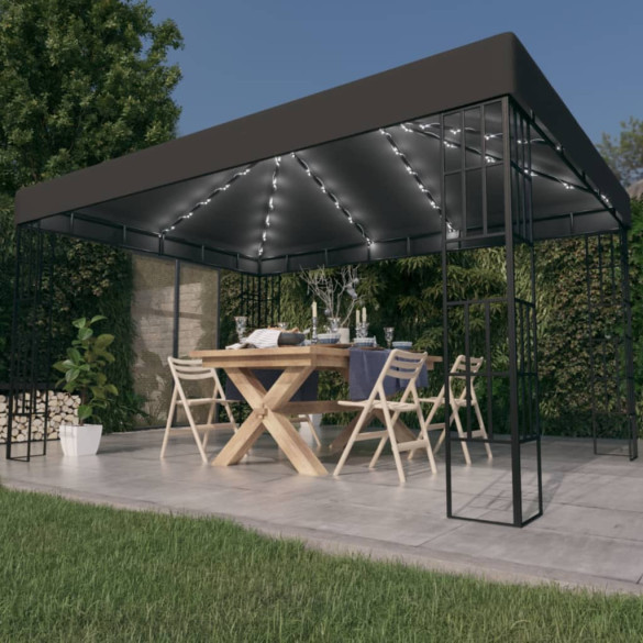 Pavilion cu șir de lumini LED - antracit - 3x4 m