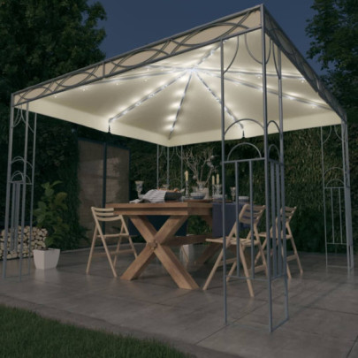 Pavilion cu șir de lumini LED - crem - 300x300 cm