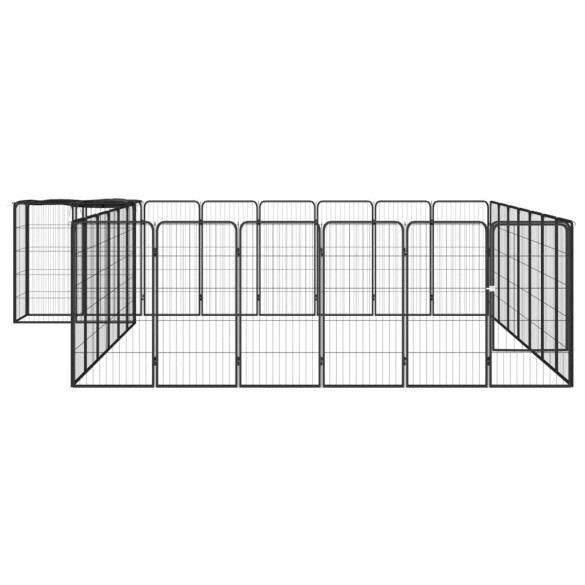 Țarc câini 30 panouri negru 50x100 cm oțel vopsit electrostatic