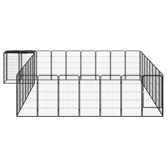 Țarc câini 34 panouri negru 50x100 cm oțel vopsit electrostatic