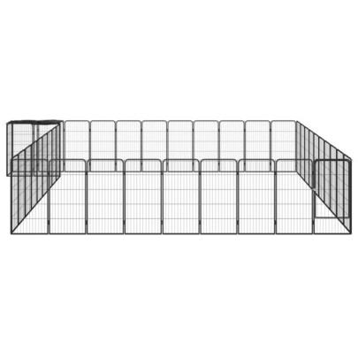 Țarc câini 42 panouri negru 50x100 cm oțel vopsit electrostatic