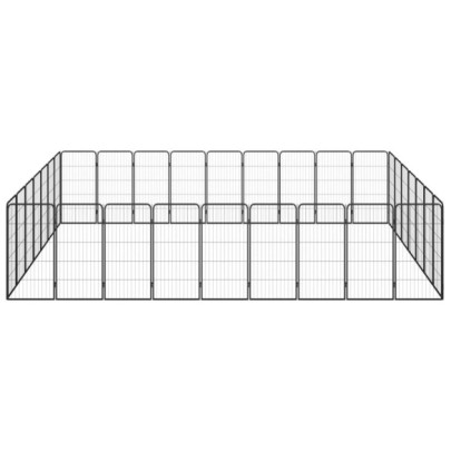 Țarc câini 32 panouri negru 50x100 cm oțel vopsit electrostatic