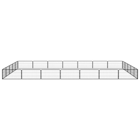 Țarc câini 24 panouri negru 100x50 cm oțel vopsit electrostatic