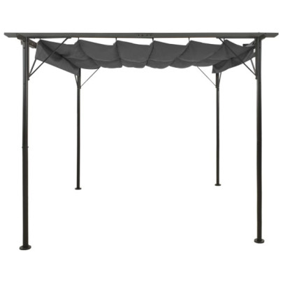 Pergolă cu acoperiș retractabil - antracit - 3x3m - oțel - 180 g/m²