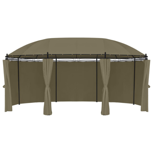 Pavilion cu perdele - gri taupe - 520x349x255 cm - 180 g/m²