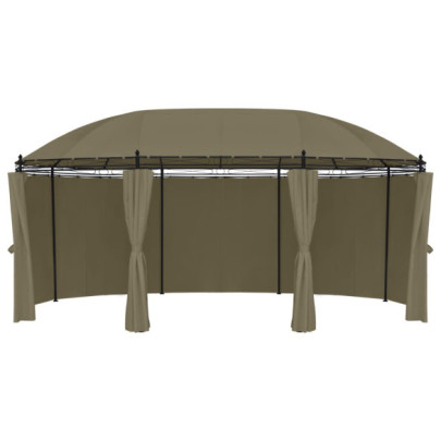 Pavilion cu perdele - gri taupe - 520x349x255 cm - 180 g/m²