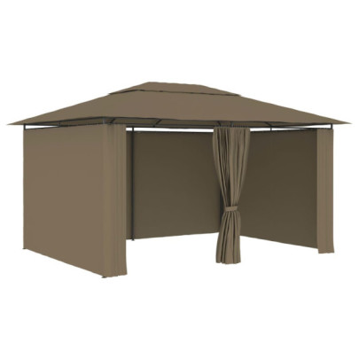 Pavilion de grădină cu perdele - gri taupe - 4 x 3 m - 180 g/m²