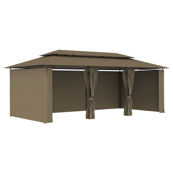 Pavilion cu perdele - gri taupe - 600 x 298 x 270 cm - 180 g/m²