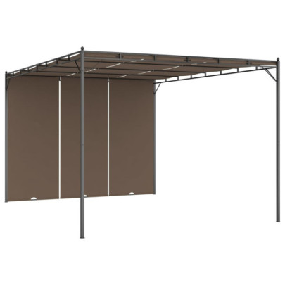 Pavilion de grădină cu perdea laterală - gri taupe - 4x3x2,25 m