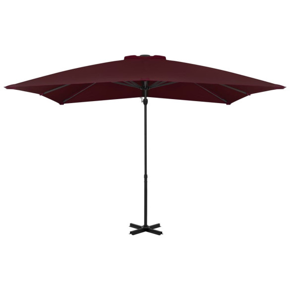 Umbrelă suspendată cu stâlp aluminiu - roșu bordo - 250x250 cm