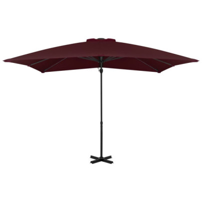 Umbrelă suspendată cu stâlp aluminiu - roșu bordo - 250x250 cm