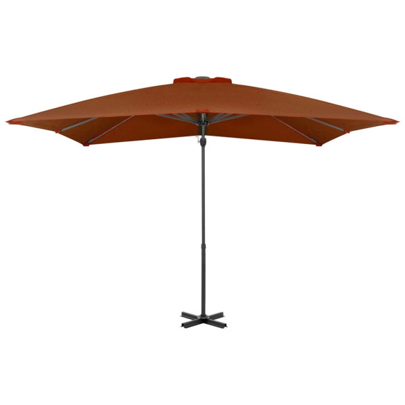 Umbrelă suspendată cu stâlp aluminiu - cărămiziu - 250x250 cm