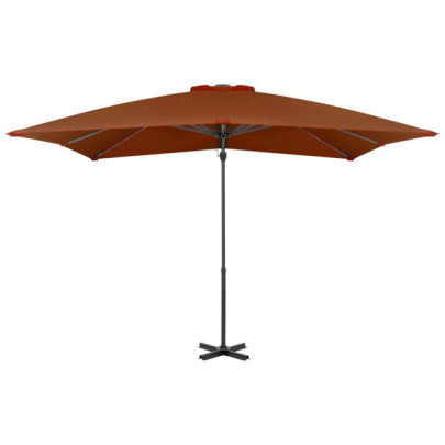 Umbrelă suspendată cu stâlp aluminiu - cărămiziu - 250x250 cm