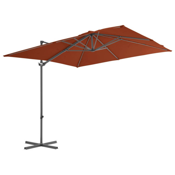 Umbrelă în consolă cu stâlp din oțel - cărămiziu - 250x250 cm