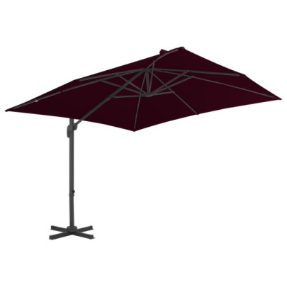 Umbrelă în consolă cu stâlp de aluminiu - roșu bordo - 300x300 cm