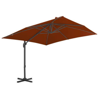 Umbrelă în consolă cu stâlp din aluminiu - cărămiziu - 300x300 cm