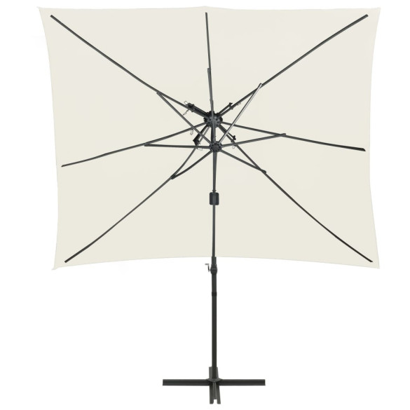 Umbrelă suspendată cu înveliș dublu - nisipiu - 250x250 cm