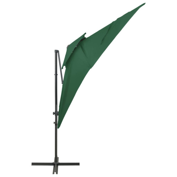 Umbrelă suspendată cu înveliș dublu - verde - 250x250 cm