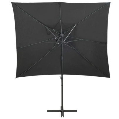 Umbrelă suspendată cu înveliș dublu - antracit - 250x250 cm