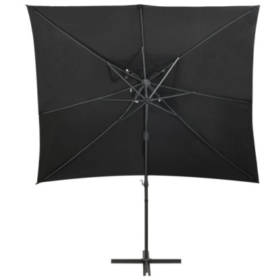 Umbrelă suspendată cu înveliș dublu - negru - 250x250 cm