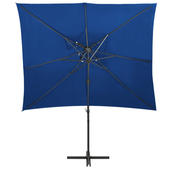 Umbrelă suspendată cu înveliș dublu - albastru azuriu 250x250 cm