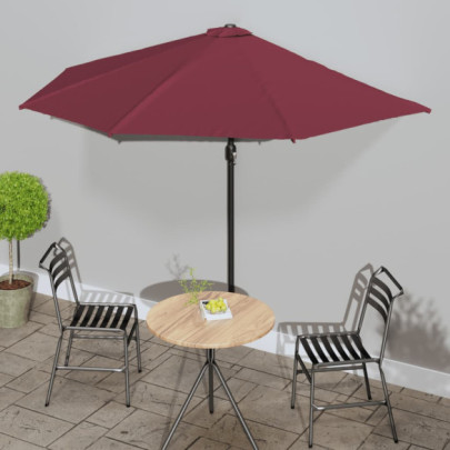 Umbrelă de balcon - tijă aluminiu bordo 300x155x223cm semirotund