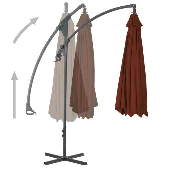 Umbrelă suspendată cu stâlp din oțel - teracota - 250 x 250 cm