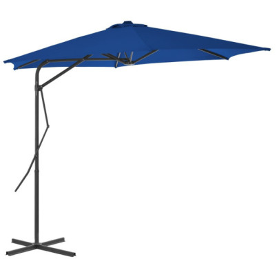 Umbrelă de exterior cu stâlp din oțel - albastru - 300 x 230 cm